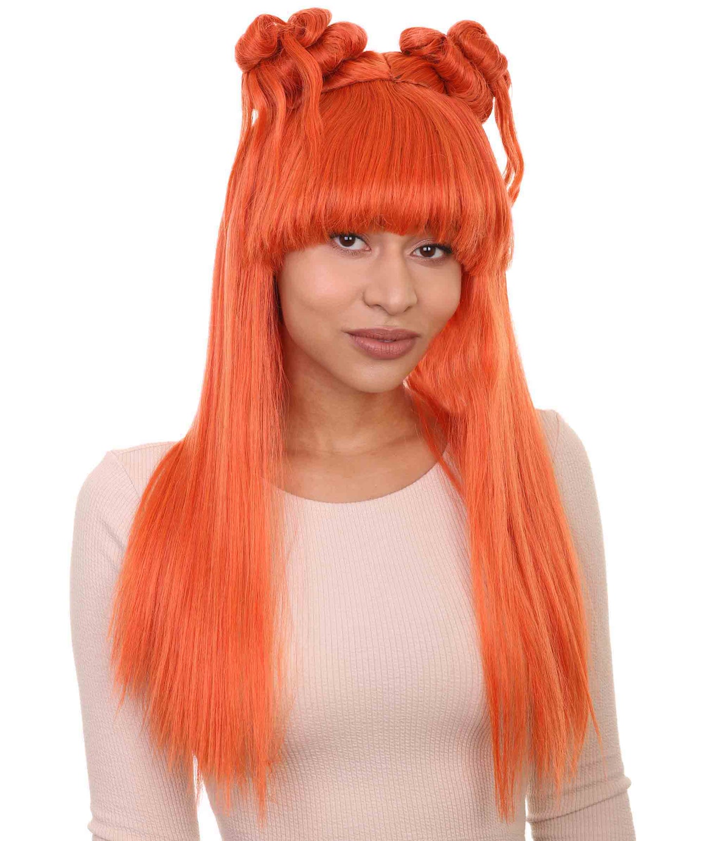 Wigs2you ハロウィン パーティー プレミアム レディース H-1198 快適なフィット感 オレンジ アジアン プリンセス ウィッグ