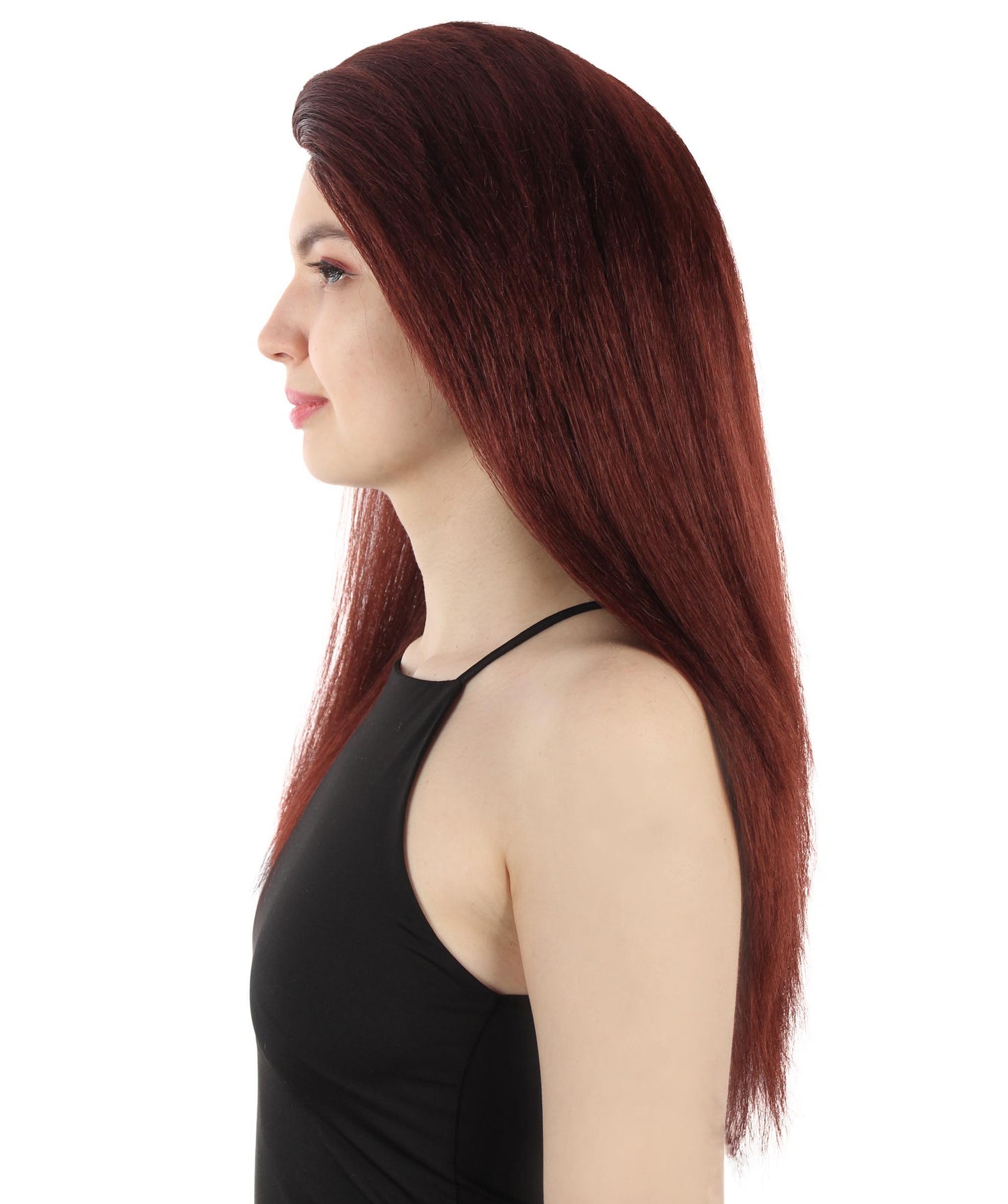 女性用ロングストレートサイドパートコスプレウィッグ ダークブラウン H-5220_21 ファンシースタイル プレミアムハロウィンパーティーウィッグコレクション