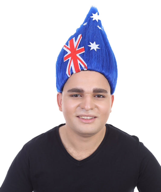 ユニセックス H-1558 ニュージーランド フラッグ トロール ウィッグ コレクション スポーツ ウィッグ プレミアム通気性キャップレスキャップ