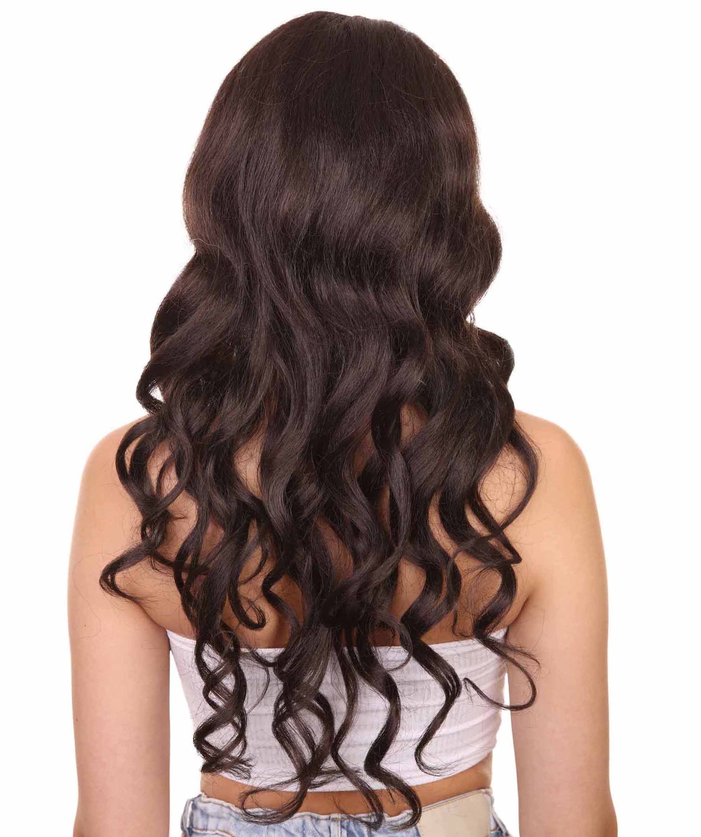 プレミアムハロウィンパーティーレディ H-5411 ウェーブを数える26インチウィッグ ブラウン