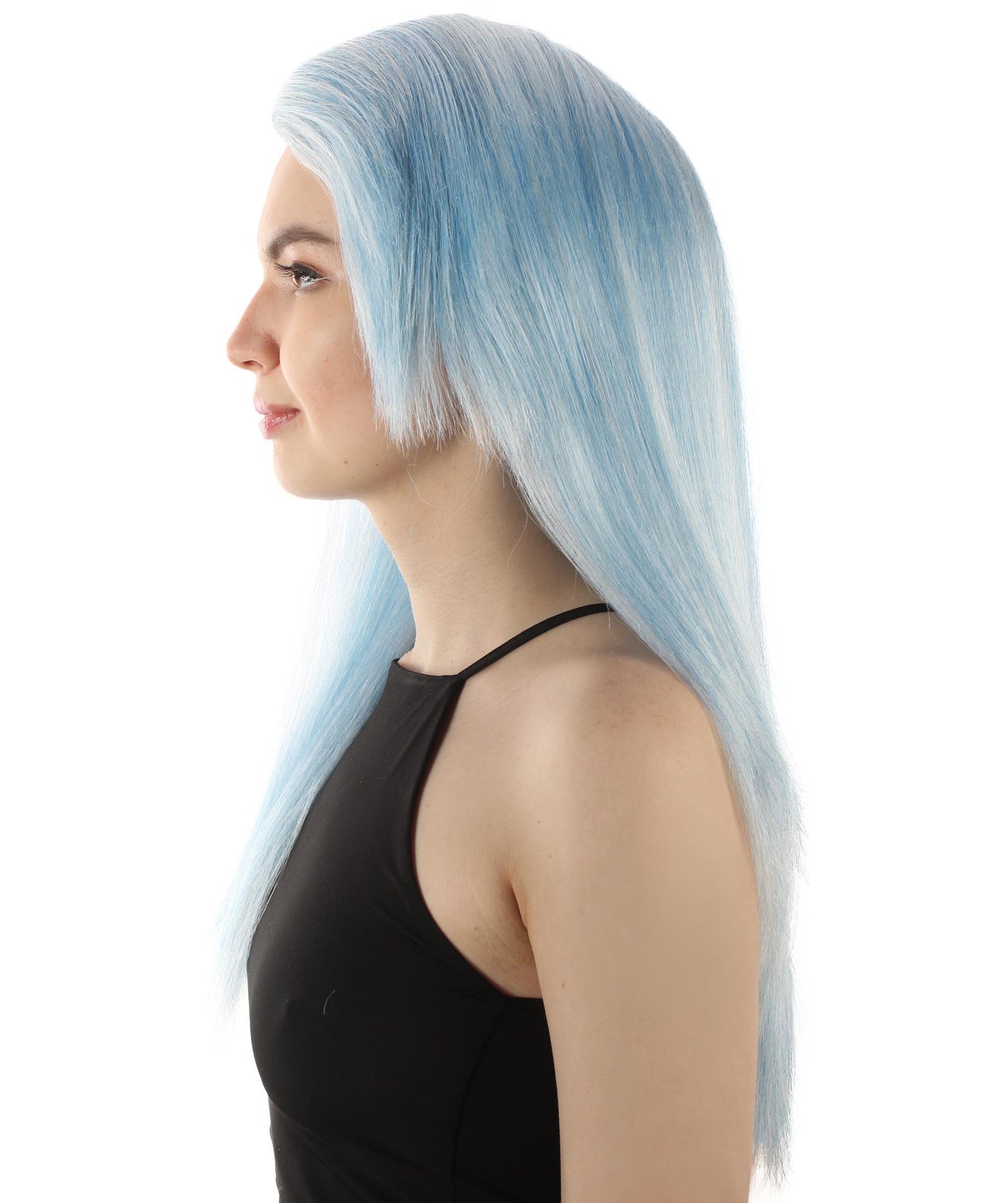 女性用ロングストレートサイドパートコスプレウィッグ アイスブルーブレンド H-5220_30 ファンシースタイル プレミアムハロウィンパーティーウィッグコレクション