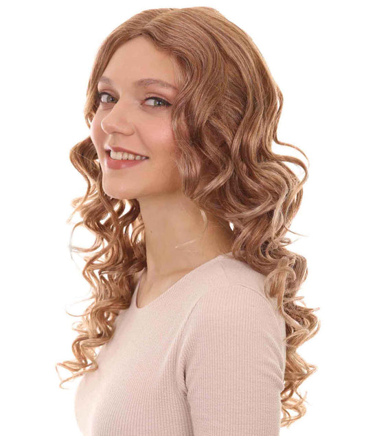 ロングカーリーミックスブロンドウィッグ H-3826 ドラマチカル自然な見た目のファンシーウィッグ プレミアム 通気性の良い キャップレスキャップ