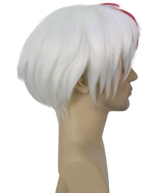 メンズ H-6161 赤と白のマンガ主人公スーパーヒーローウィッグ、ハロウィンに最適、難燃性合成繊維