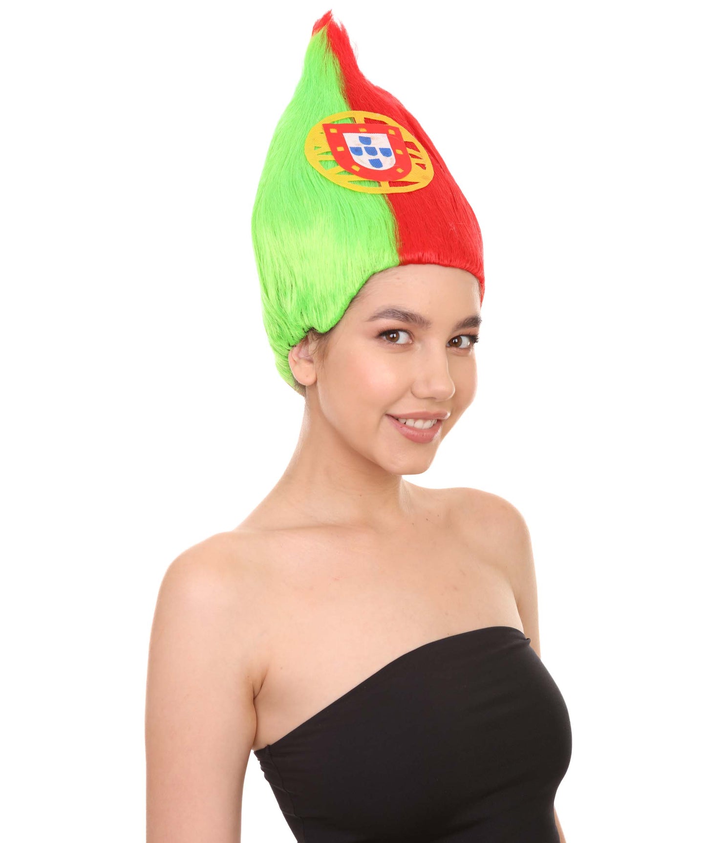女性用 コスプレウィッグ ポルトガルフラッグ トロールスタイル H-3990 プレミアム 通気性の良い キャップレスキャップ