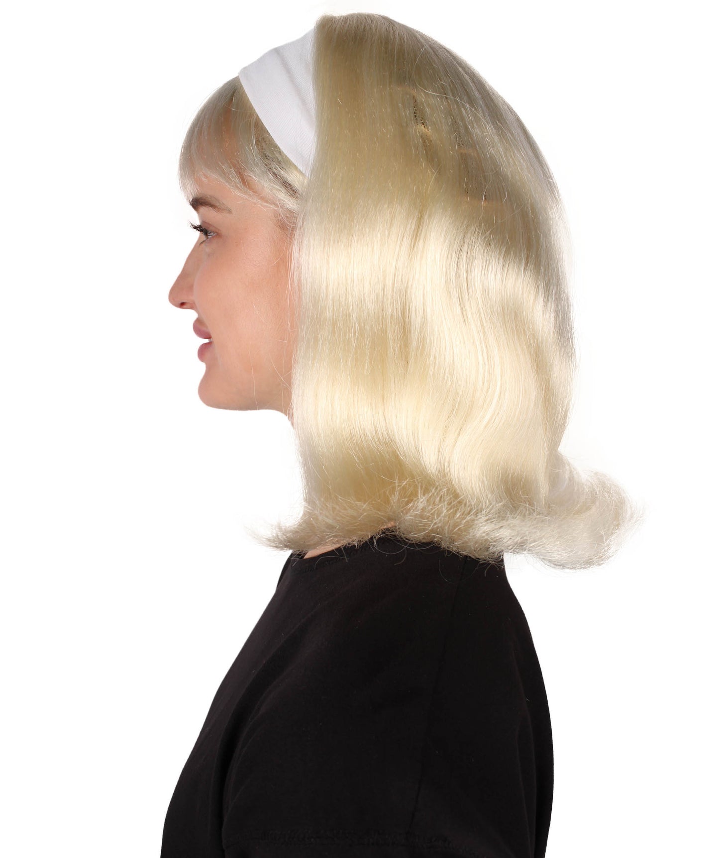 女性用 ブロンド ストレート ショルダーレングス 50's フリップ ウィッグ H-5347 プレミアムハロウィンウィッグ