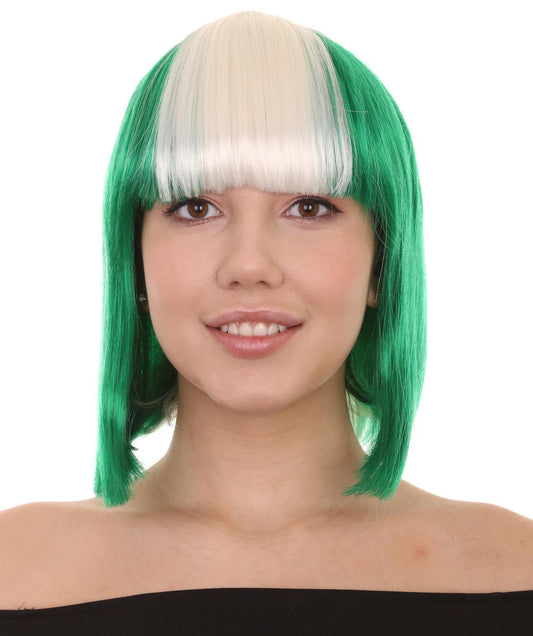 レディース 愛国的なナイジェリアフラッグボブウィッグ H-3909 プレミアム 通気性の良い キャップレスキャップ