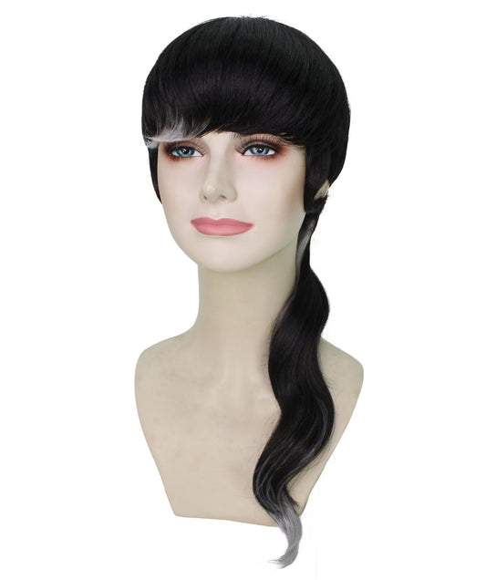 プレミアムレディースH-5934 ラットテイルダークグレーシンセティックヘアウィッグ ハロウィンに最適 難燃性合成繊維