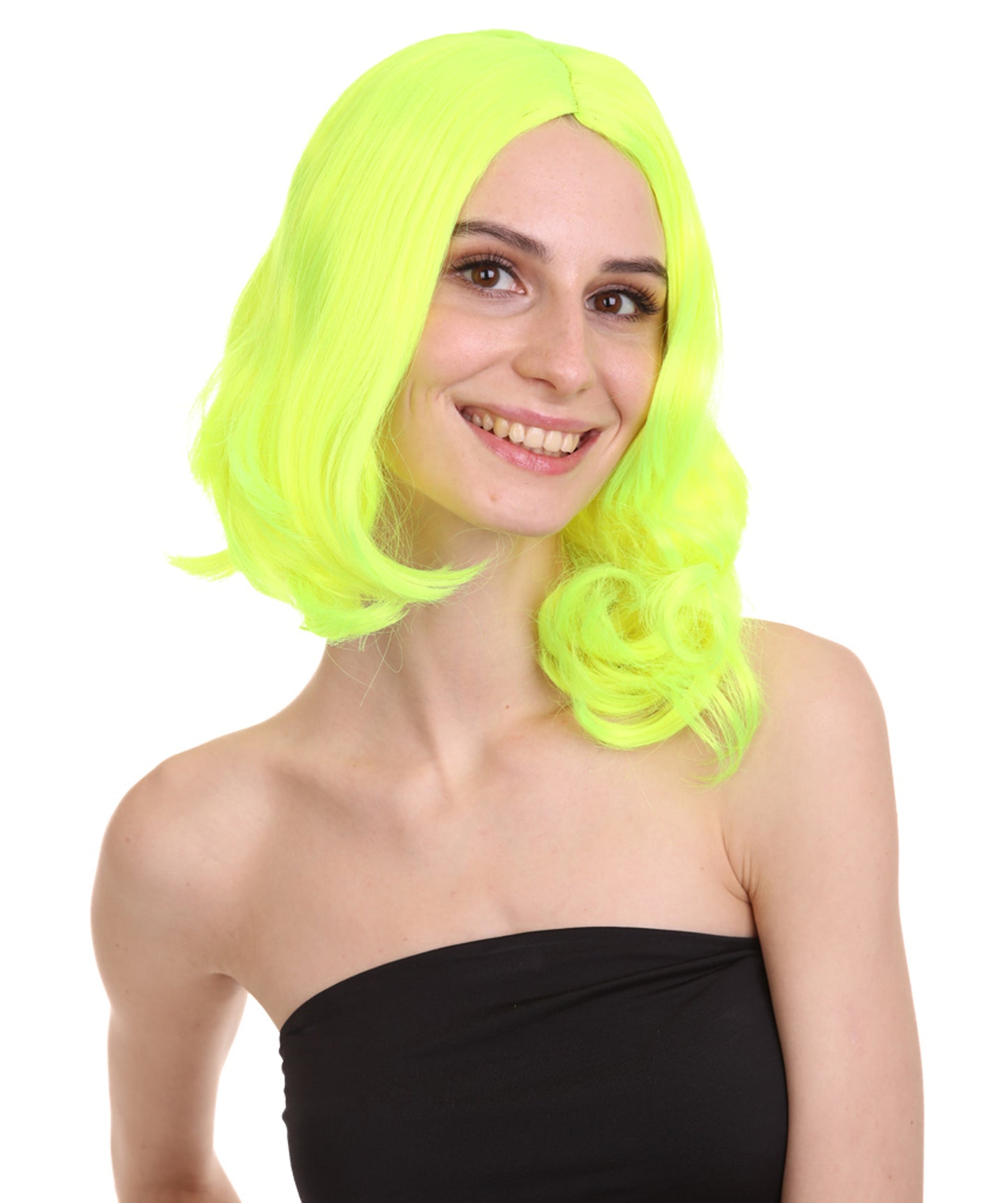 Wigs2you ハロウィン パーティー プレミアム 簡単に着用できる H-1152 とても快適なネオン グリーン カーリー レディ ウィッグ