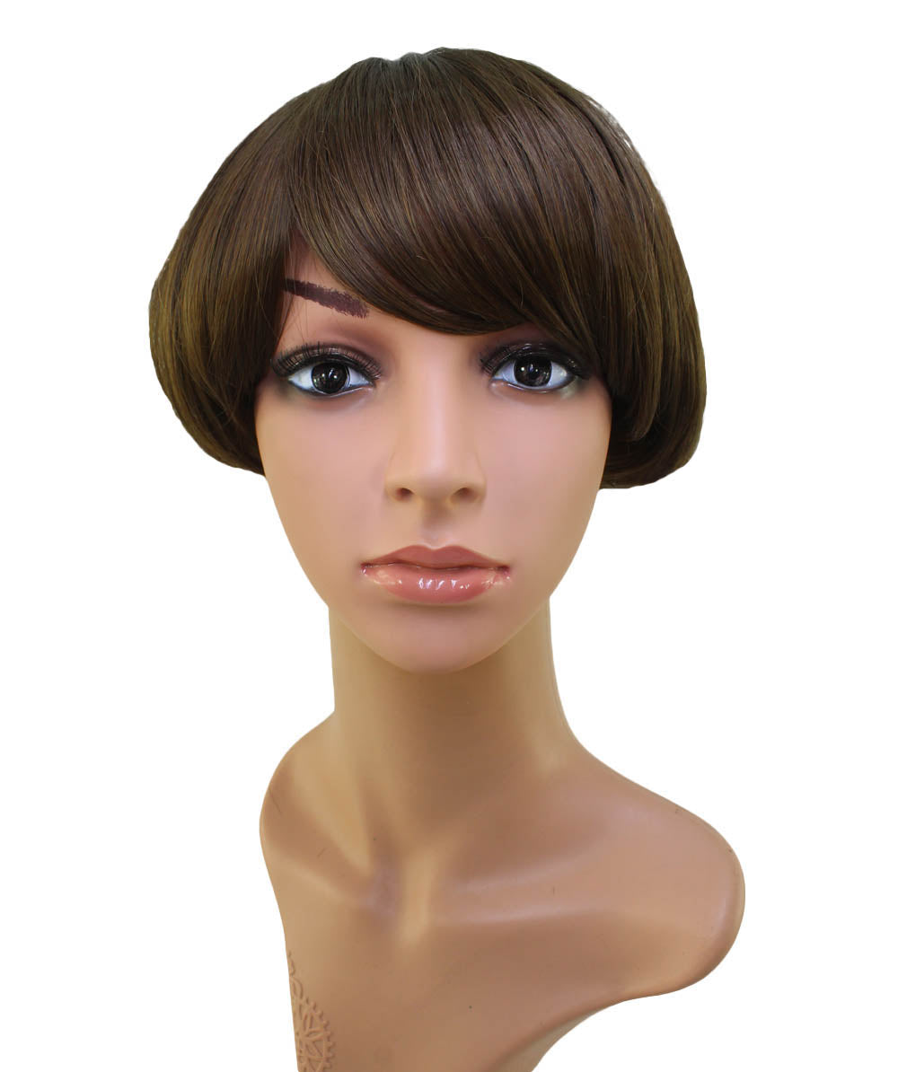 "耐熱商品☆ショートでも可愛くオシャレに♪ 丸みのあるシルエットが綺麗なショートボブスタイル♪ ウィッグネット付き♪W-554 "