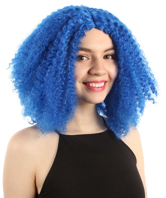 女性用ショルダーレングスカーリーウィッチウィッグ ダークブルー H-5374_9 合成繊維ヘア ハロウィンパーティーウィッグコレクション