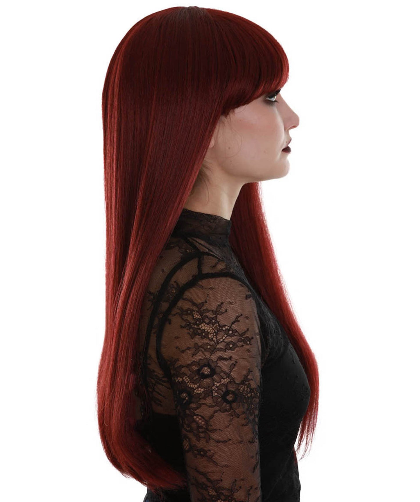 ハロウィンパーティープレミアム H-5299 女性用 ダークレッド ストレート ロングレングス トレンディ ミッドナイトレディウィッグ