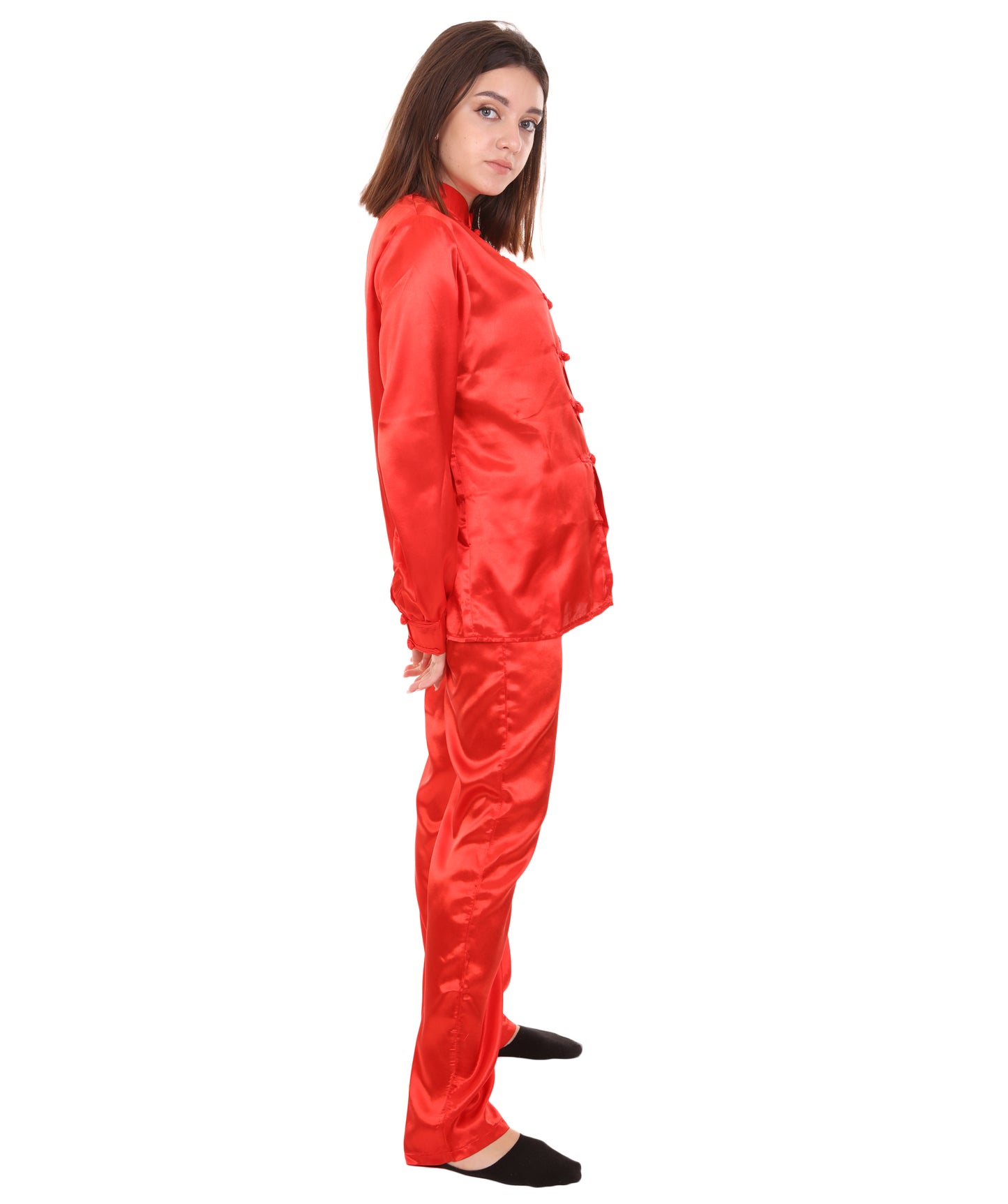 大人用ウィメンズ JCO-270_15 中国の伝統的なカンフー レッドサテン 制服 コスプレ衣装