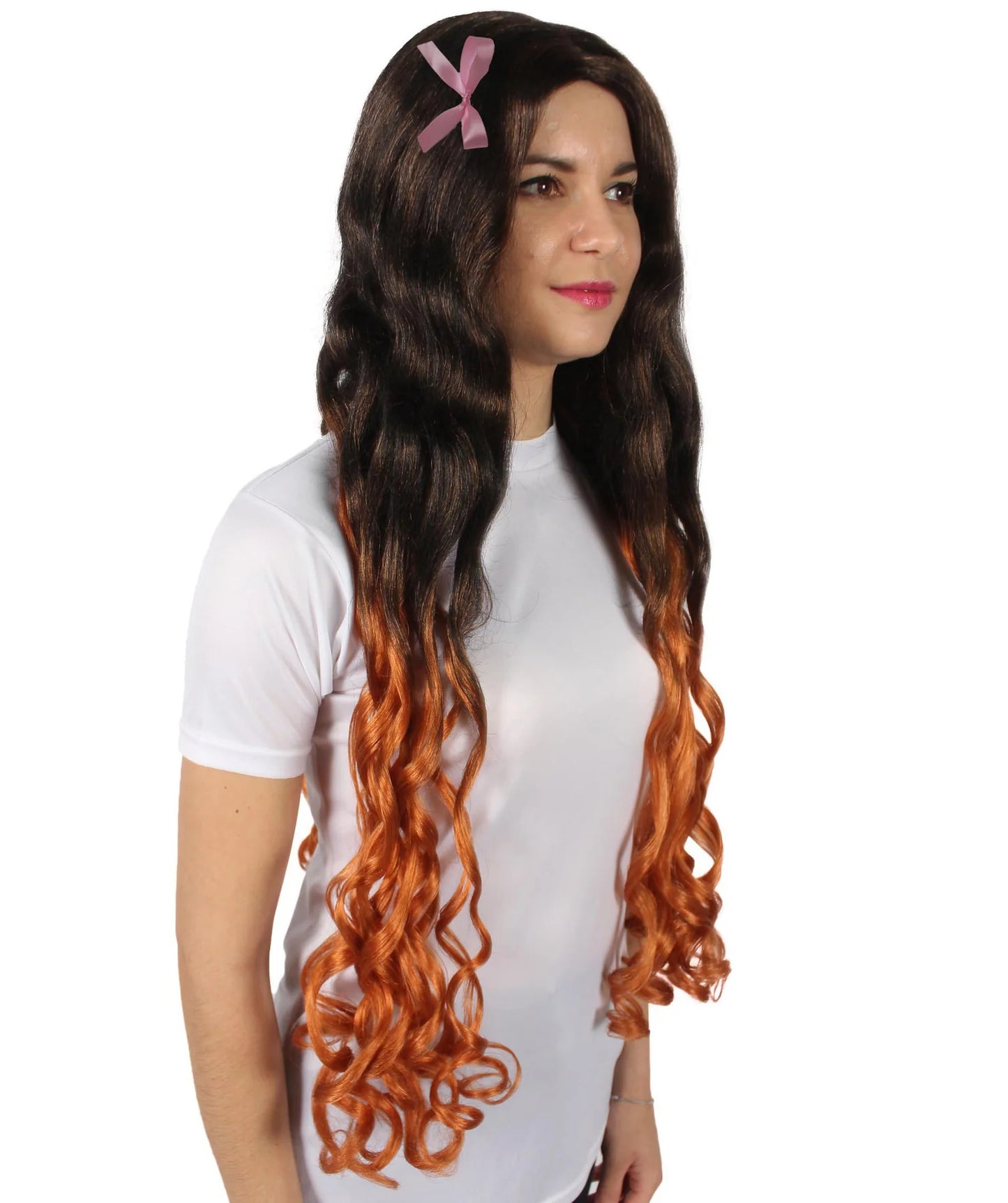 Wigs2you H-5670 竈門禰豆子(鬼滅の刃)女性用鬼滅の刃マンガスタイル ブラック&オレンジ 炎ウィッグ