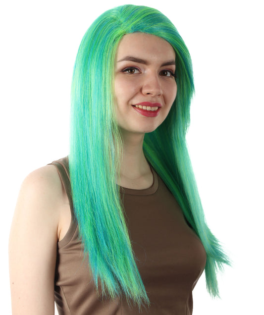 女性用ロングストレートサイドパートコスプレウィッグ グリーンオンブレ H-5220_32 ファンシースタイル プレミアムハロウィンパーティーウィッグコレクション