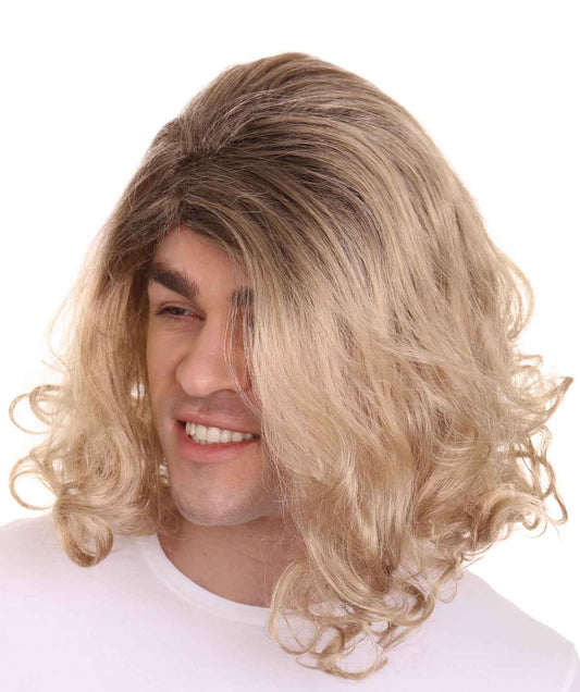 ハロウィンパーティ プレミアムメンズ H-5544 ショルダーレングス ブロンド ストレート サーファースケートボーダーウィッグ 合成繊維の髪