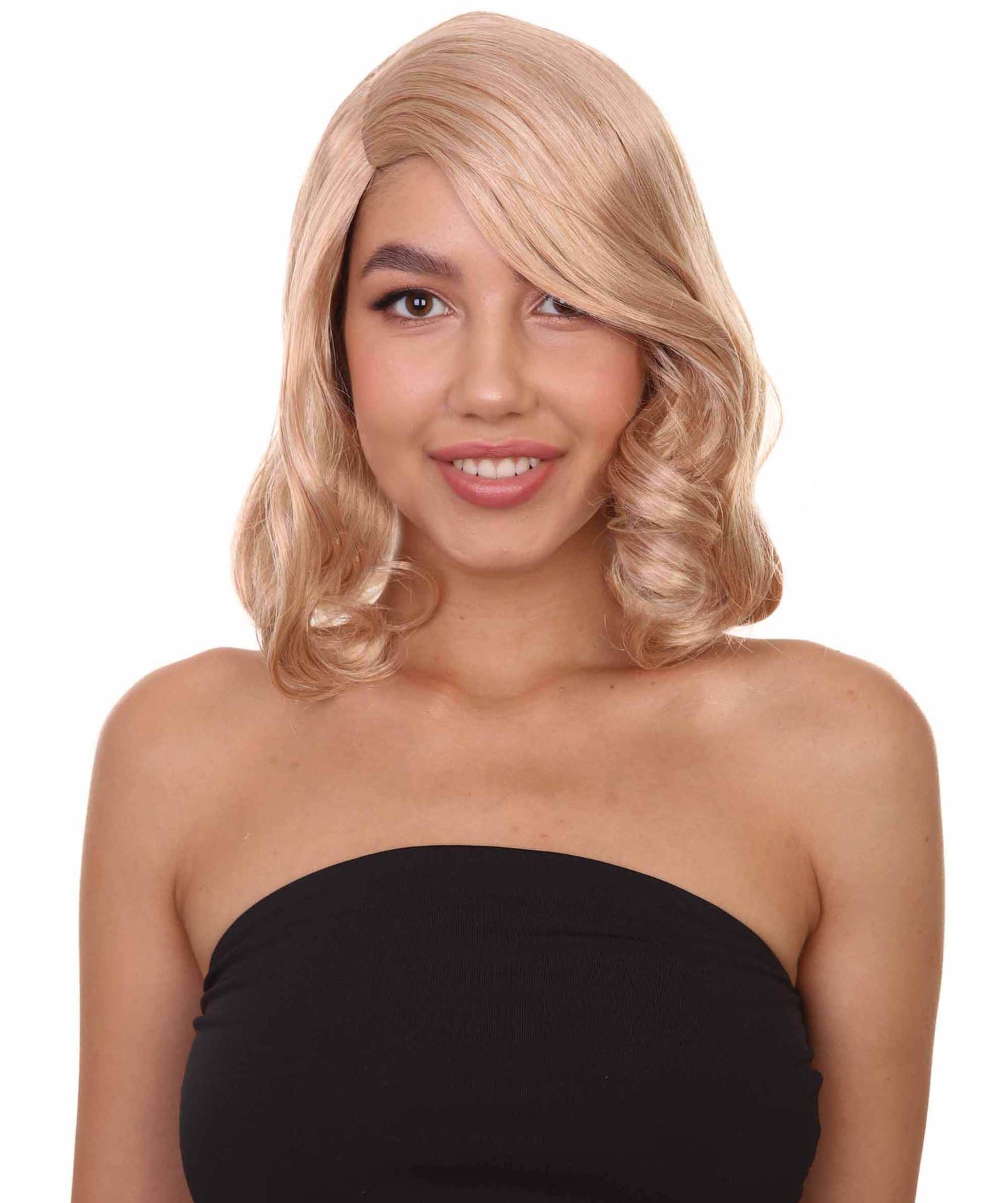 Wigs2you ハロウィン パーティー プレミアム 簡単に着用できる H-1142 とても快適なゴールデン ブロンド カーリー レディ ウィッグ