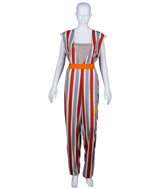 ウィメンズ JCP-009_3 ビンテージ 80年代のシンガー ストライプ コスチューム ハロウィンに最適 難燃性合成生地