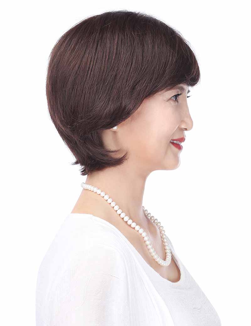 女性用人毛ミックス総手植えウィッグ!びっくりする軽さ長時間被っても大丈夫な医療ウィッグ、ウィッグネット付き