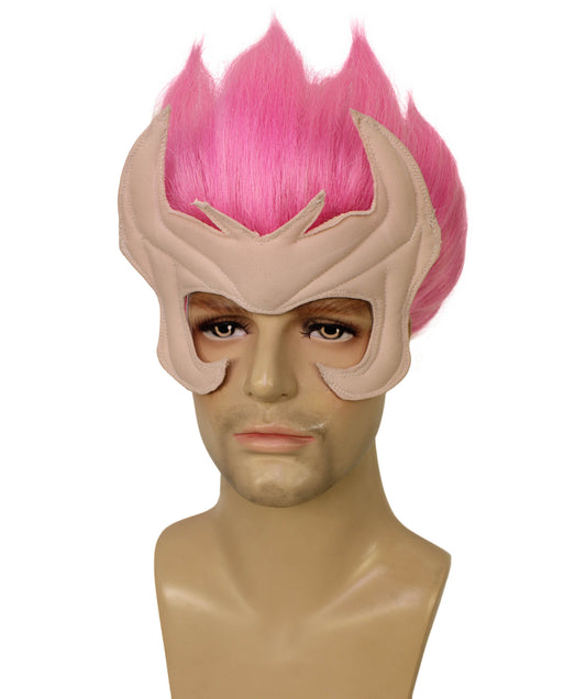 Wigs2you H-6917 メンズ アメリカンコミック ミュータント スーパーヒーロー ピンクウィッグ | ハロウィンに最適 | 難燃性合成繊維