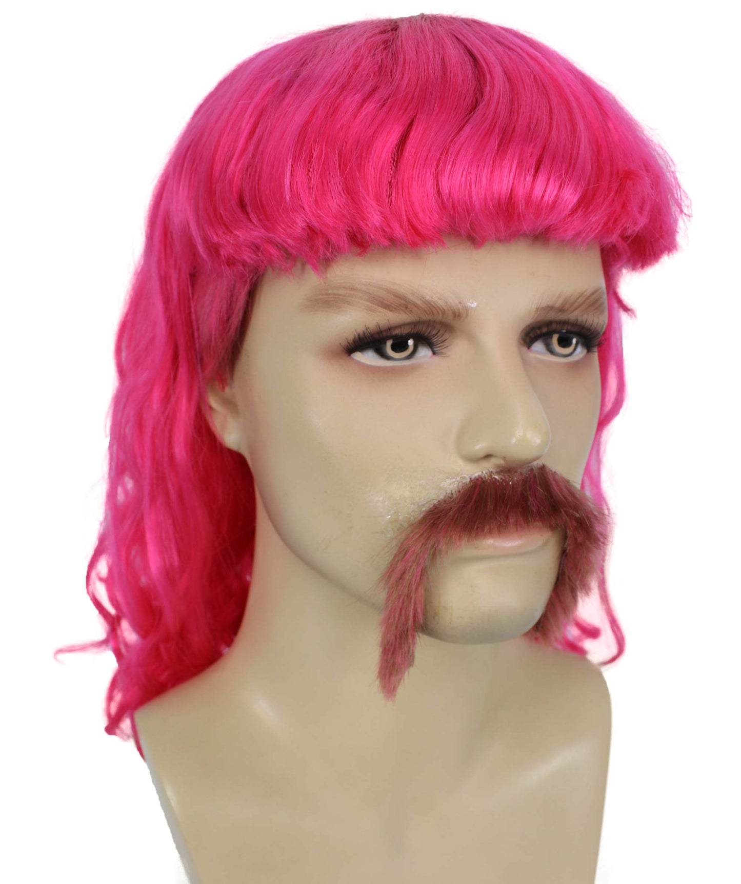 ハロウィンパーティープレミアムメンズH-5565_PKピンクマレットウィッグとヒゲセット