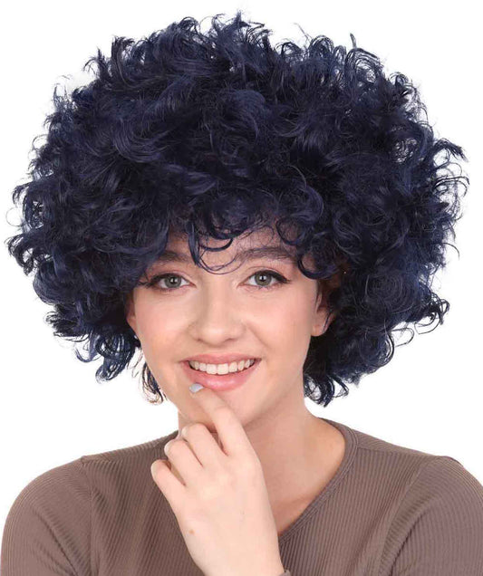 レディースアフロウィッグ H-3490 パーティーイベント準備完了のコスプレダークブルーカラーオプションのハロウィンウィッグ