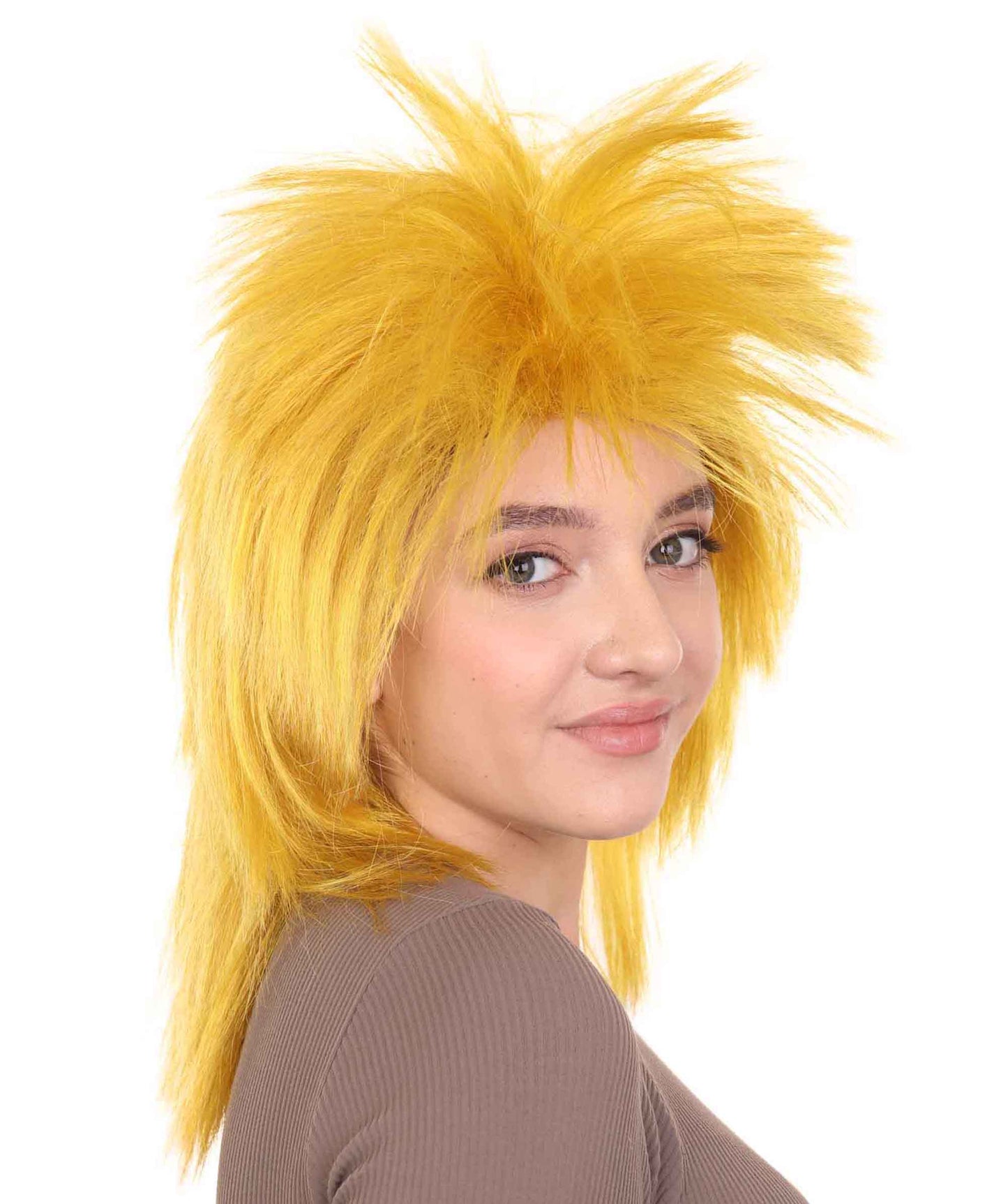 Wigs2you ハロウィン パーティー プレミアム H-1329 簡単に着用でき 快適なフィット感 80 年代女性ゴールド ロッカー スタイルウィッグ