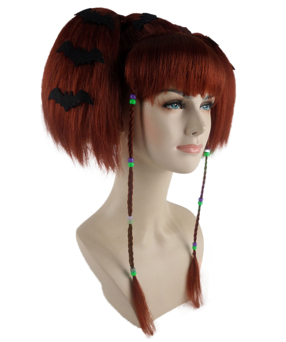 Wigs2you ハロウィンパーティープレミアム レディース H-693 バットエンジェルウィッグ ダークオーバーン色 サイドスイープ ボムシェル ウィッグ