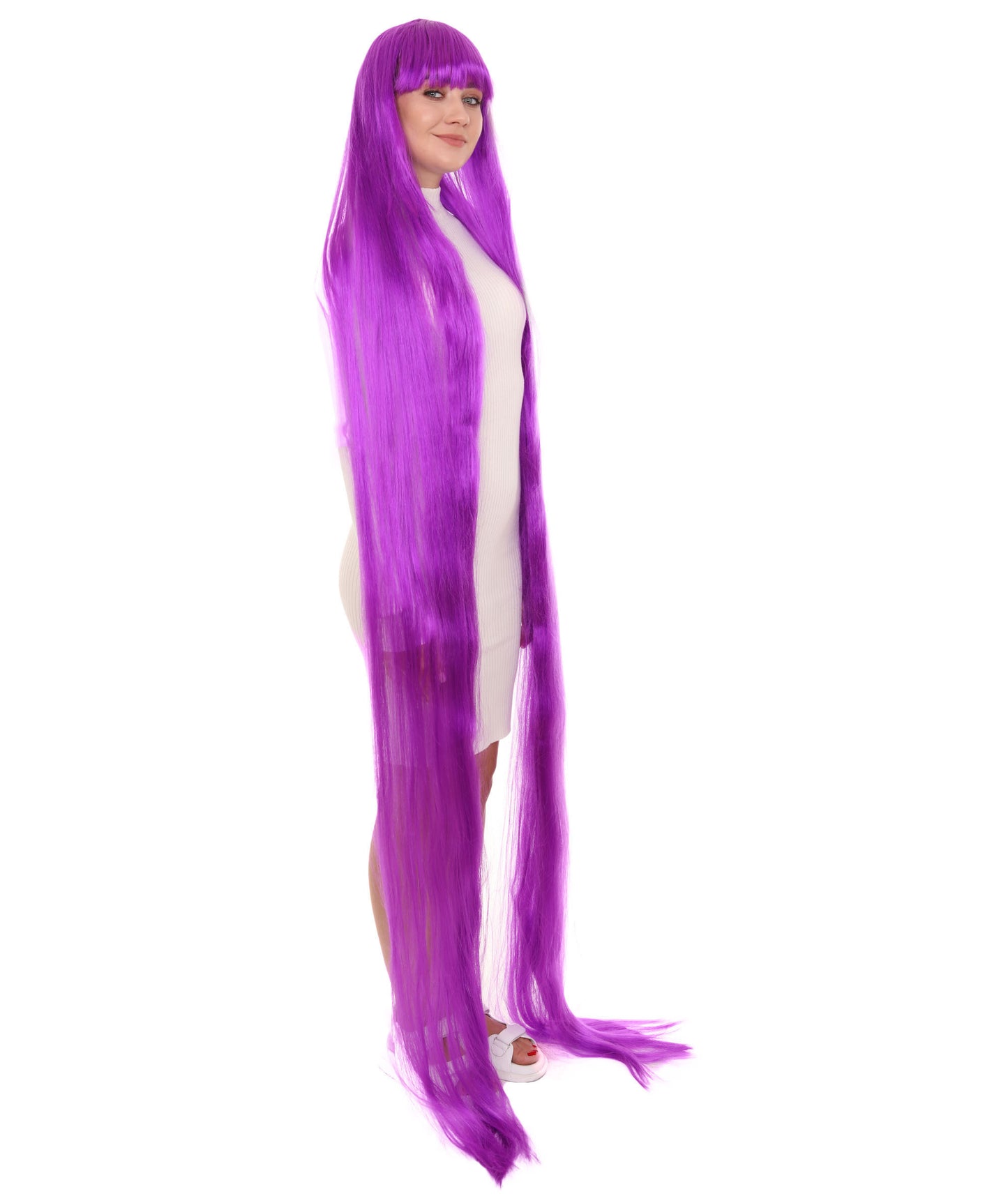 70エクストラロングネオンパープル女性用ウィッグコレクション H-3262 華やかなハロウィンウィッグ プレミアム通気性のあるキャップレスキャップ