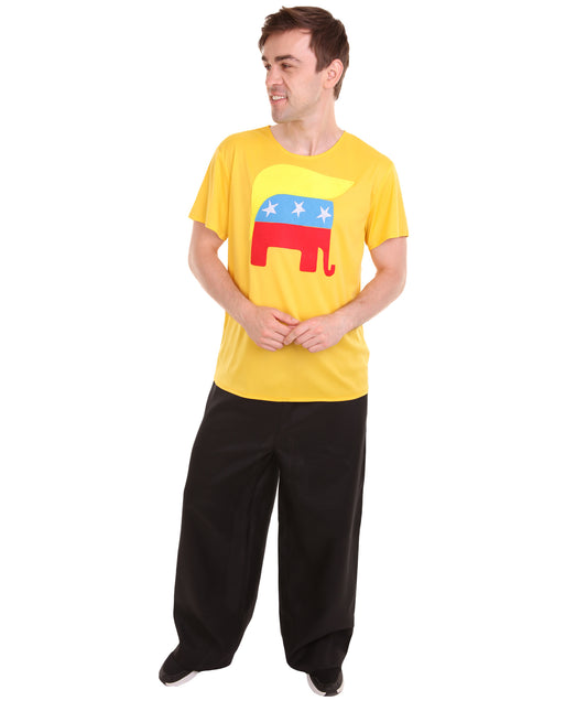 大人用男性向け JCO-172 共和党エレファント トランプ風髪型 イエロー コスプレ コスチューム