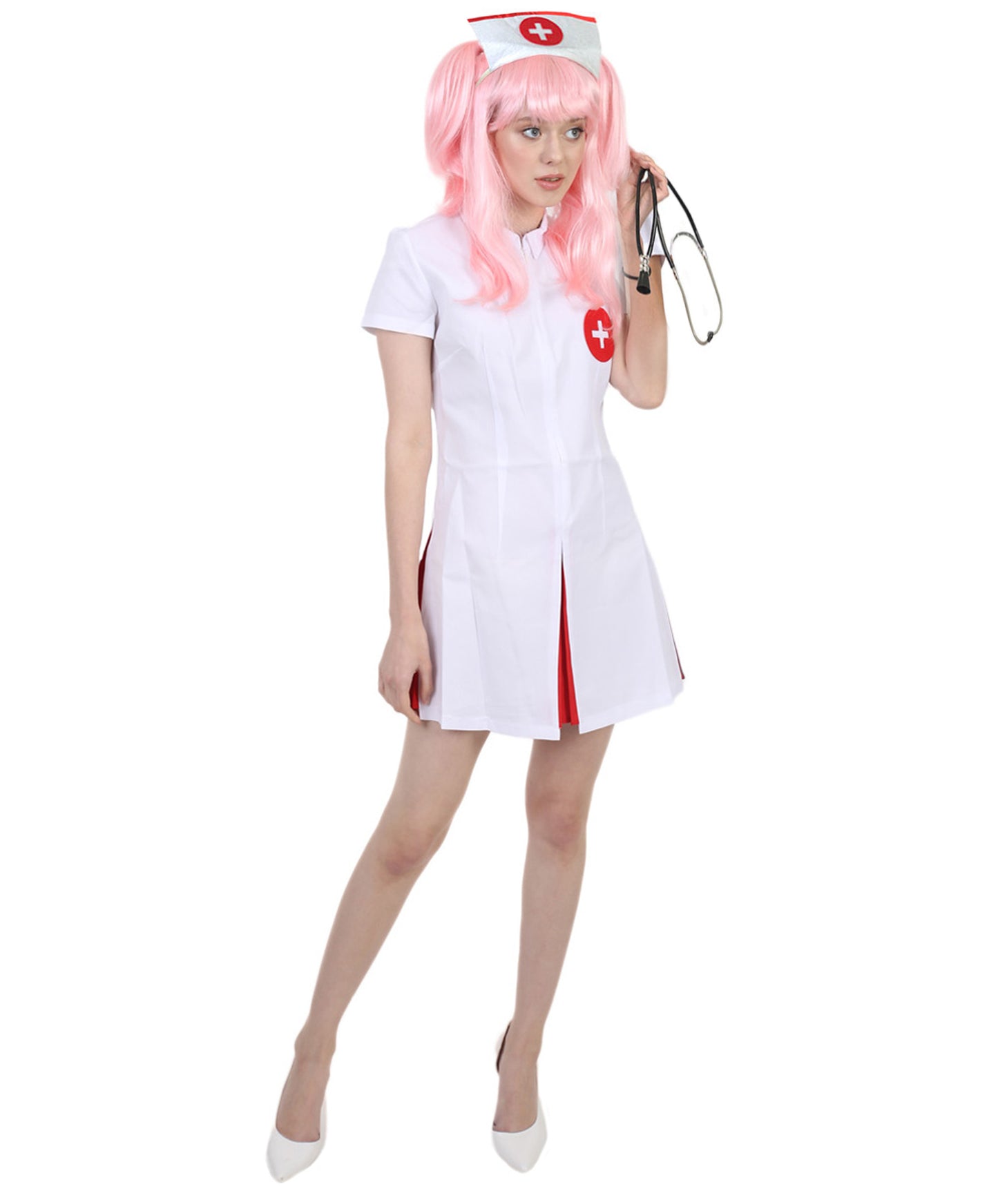 大人の女性用 JCO-003 "あーん" セクシーな看護師の役割プレイコスチューム 白のコスプレハロウィンコスチューム