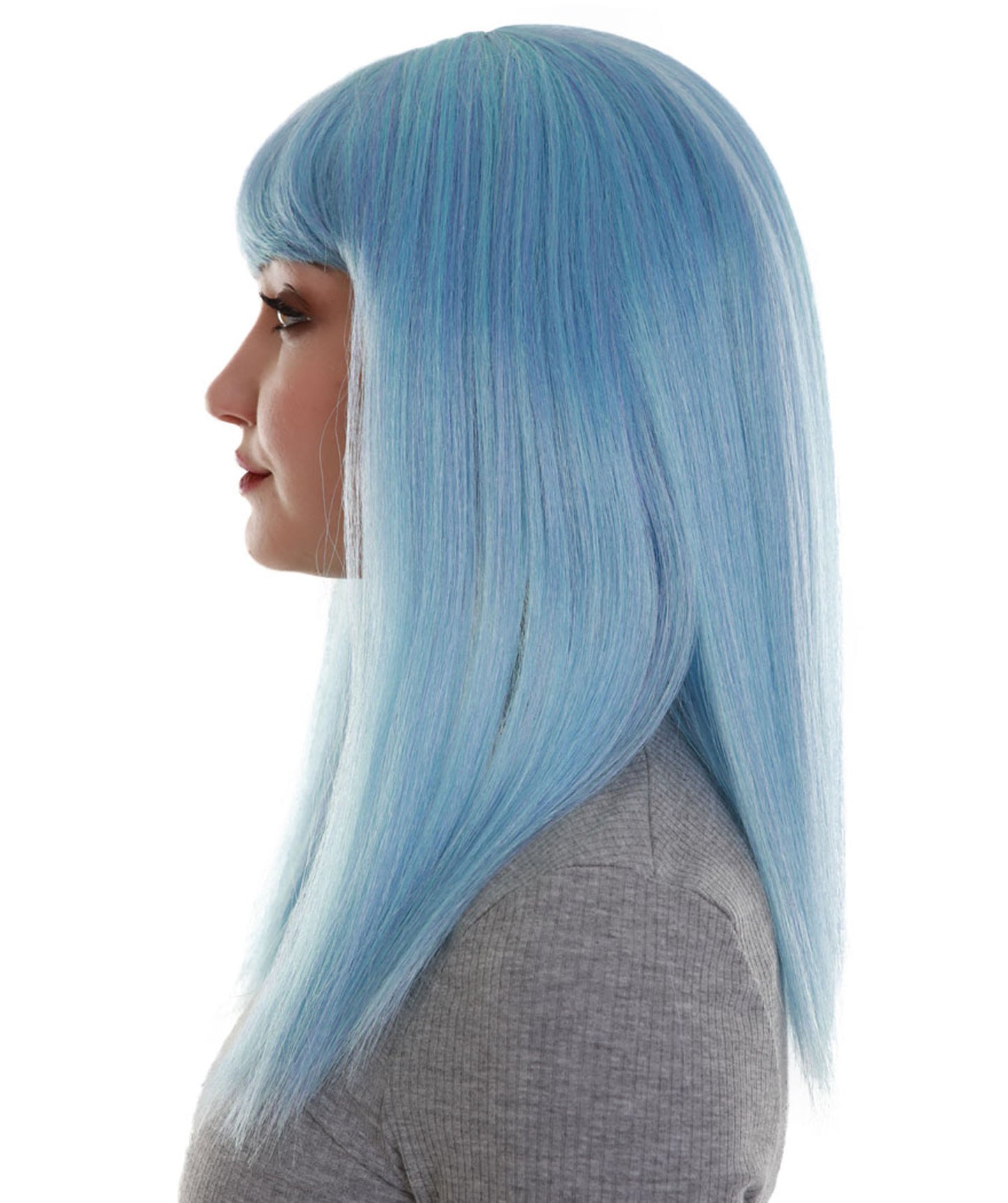 ハロウィンパーティープレミアム H-5293 女性用 アイシーブルー ストレート ショルダーレングス トレンディ ドリームシクルウィッグ ブルー