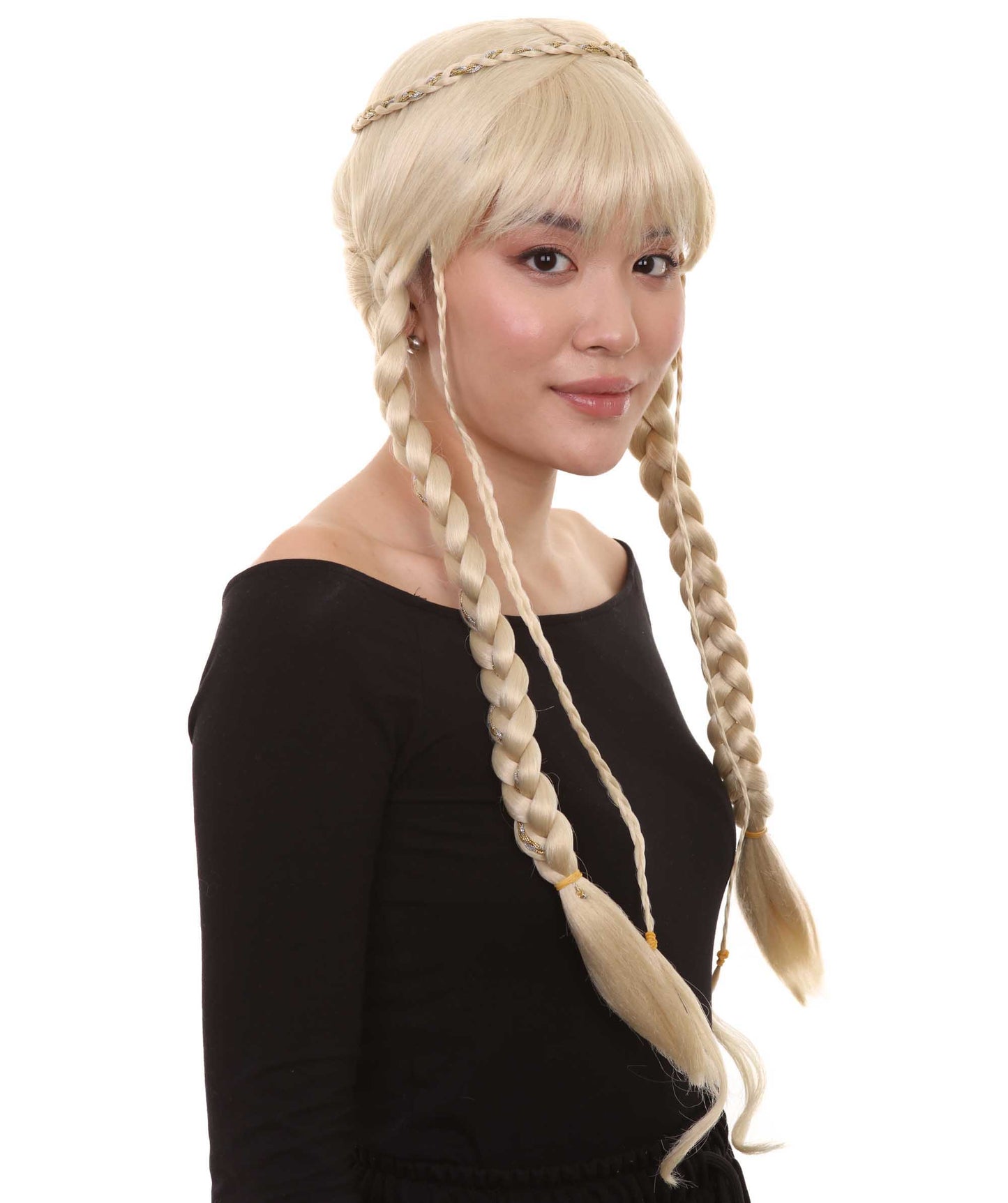 ハロウィンパーティープレミアムレディース H-3053 ブロンドブレイデッドルネッサンスウィッグ パーティーレディーウィッグコレクション