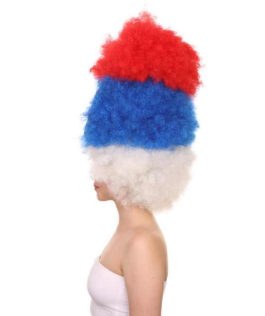 セルビアフラッグ スポーツパーティージャンボアフロウィッグ H-3960 プレミアム 通気性の良い キャップレスキャップ
