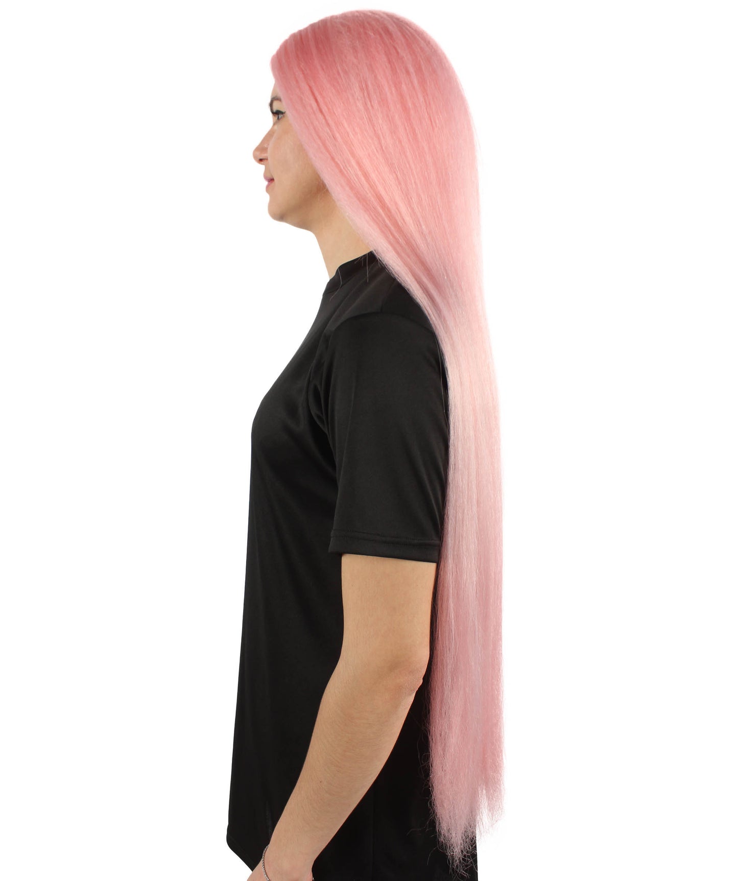 女性 36インチ 超長いウィッグ ピンク H-5379_2 バングなし コスプレ衣装の髪ウィッグ
