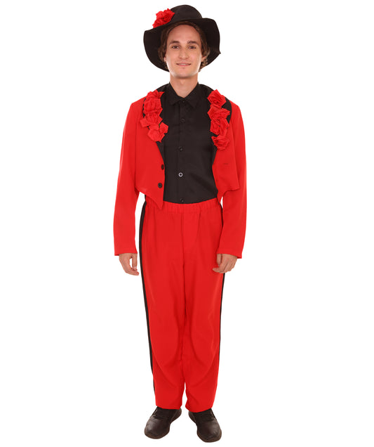 男性 JCP-101_1 のデイ・オブ・ザ・デッド セニョール 赤と黒のコスプレコスチューム