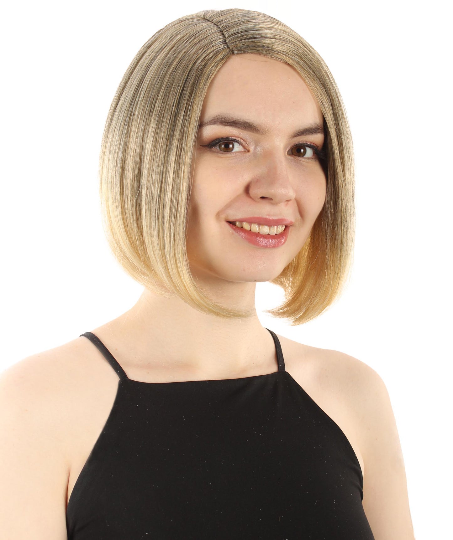 女性用ショルダーレングスフラッパーウィッグ ミックスブロンド H-5375_22 合成繊維ヘア ハロウィンパーティーウィッグコレクション