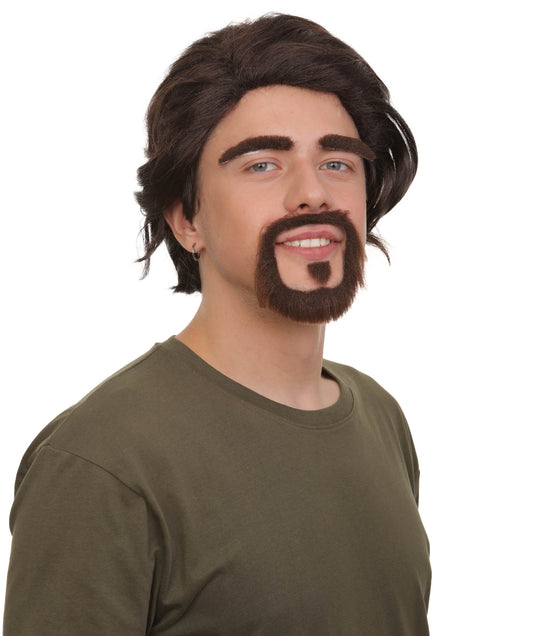 メンズ H-6036 アニメーション漫画ミュージカル映画ブラウンウィッグ眉毛口ひげひげ、難燃性合成繊維