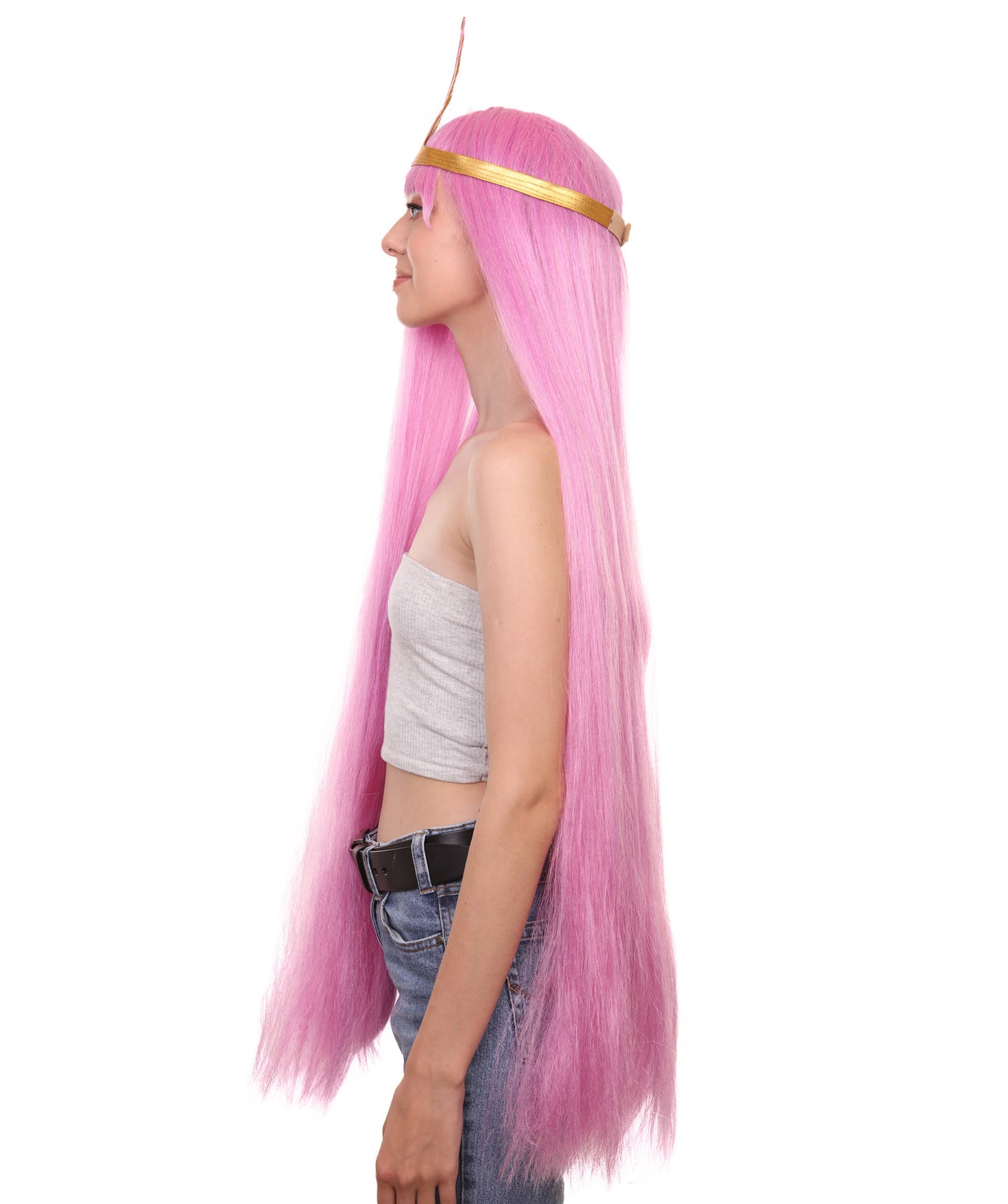 プレミアムハロウィンパーティーレディ H-5472 エクストラロングレングス ピンク バブルガムキャラクタープリンセスウィッグ ピンク