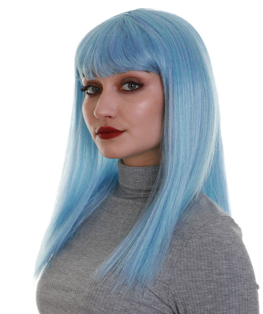 ハロウィンパーティープレミアム H-5293 女性用 アイシーブルー ストレート ショルダーレングス トレンディ ドリームシクルウィッグ ブルー