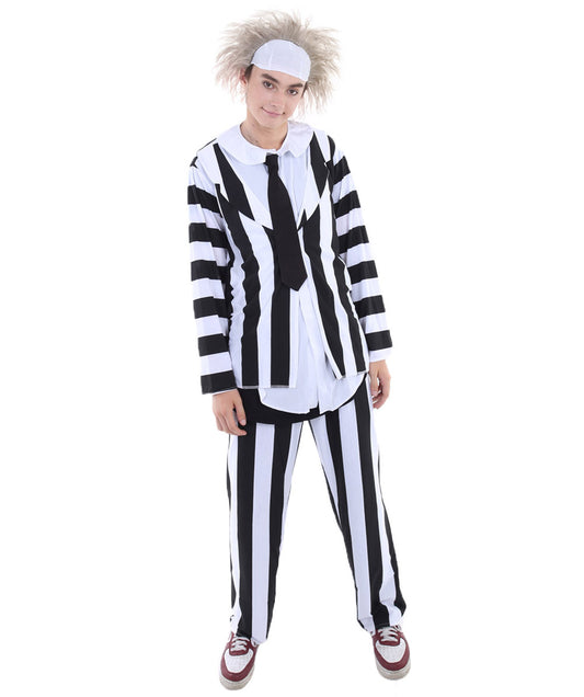 男性用 HC-135 ホラームービーゴーストコスチューム ブラックとホワイトのハロウィンコスチューム