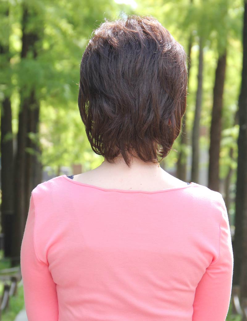 人毛と耐熱ファイバーのミックス☆セットいらずで憧れのふんわりトップに! ウィッグネット付きHHB-023