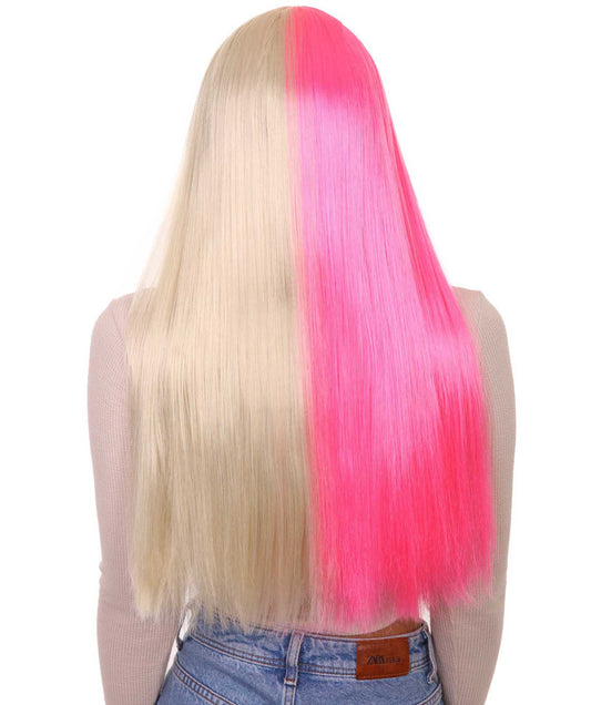 ハロウィンパーティープレミアムレディース H-4099 二色ロング ピンク & ブロンド ストレートウィッグ コレクション