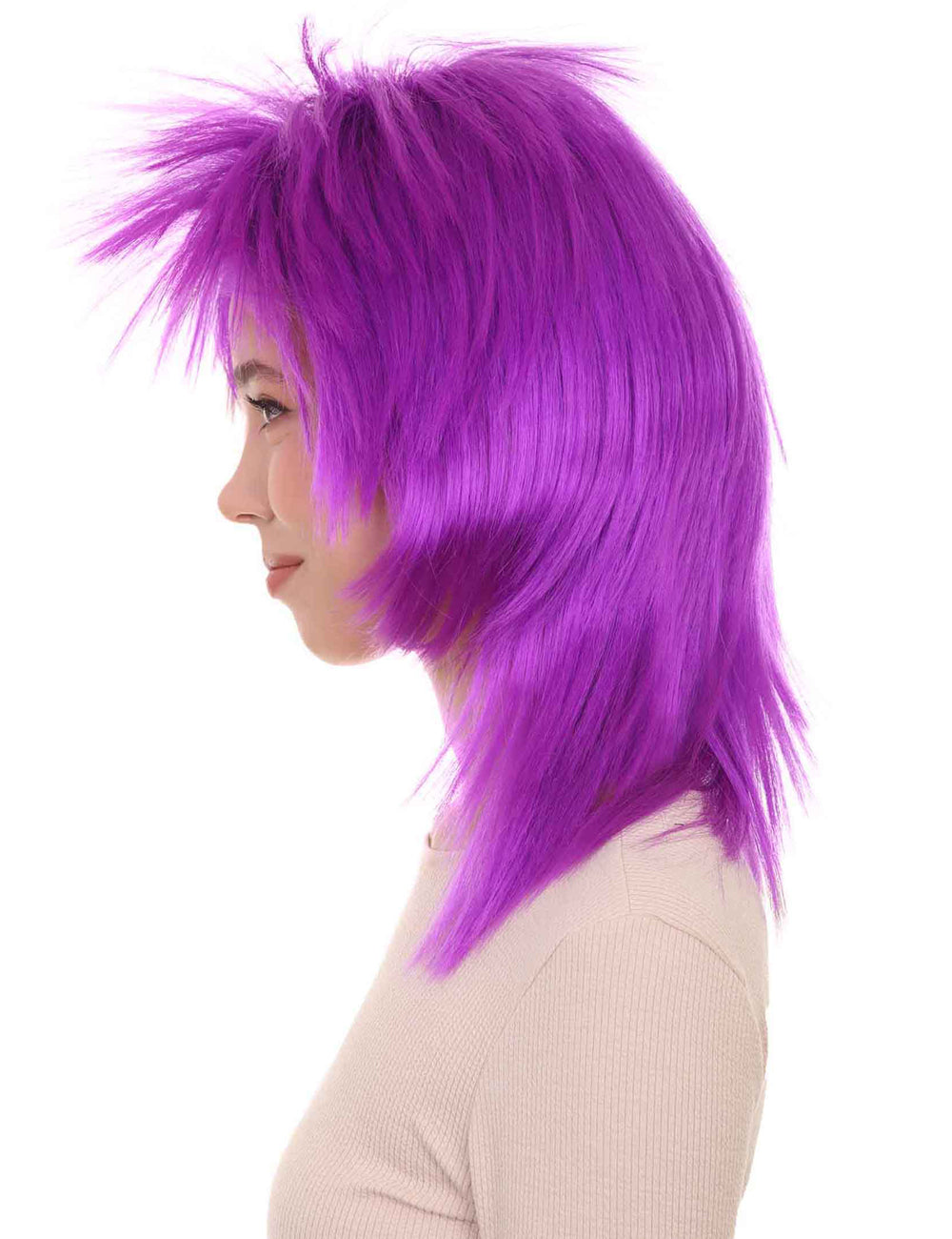 Wigs2you ハロウィン パーティー プレミアム H-1339 簡単に着用でき快適なフィット感 80 年代女性ネオン パープル ロッカー スタイル ウィッグ