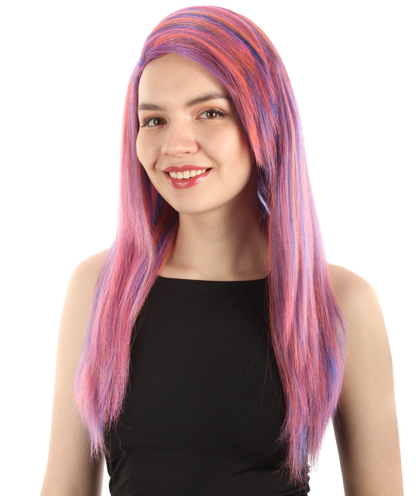 女性用ロングストレートサイドパートコスプレウィッグ ピンクオンブレ H-5220_31 ファンシースタイル プレミアムハロウィンパーティーウィッグコレクション