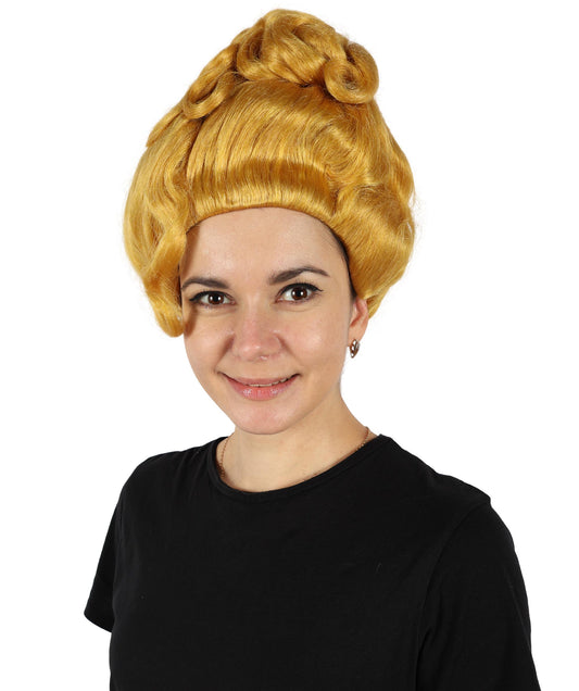 女性用ジンジャージョンソン ゴールド H-6796 ウィッグ – グラマラス – プレミアム通気性キャップレスキャップ、難燃性合成繊維ヘア、ジンジャージョンソンの象徴的なドラッグクイーンスタイルにインスパイアされた大胆なウィッグ