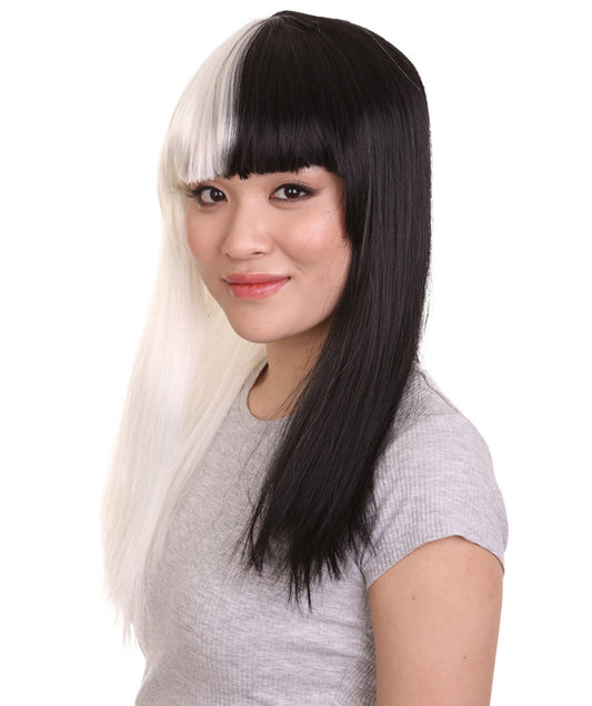 Wigs2youハロウィンパーティープレミアムレディースH-1937 着けやすい 非常に快適 黒と白のロングウィッグ