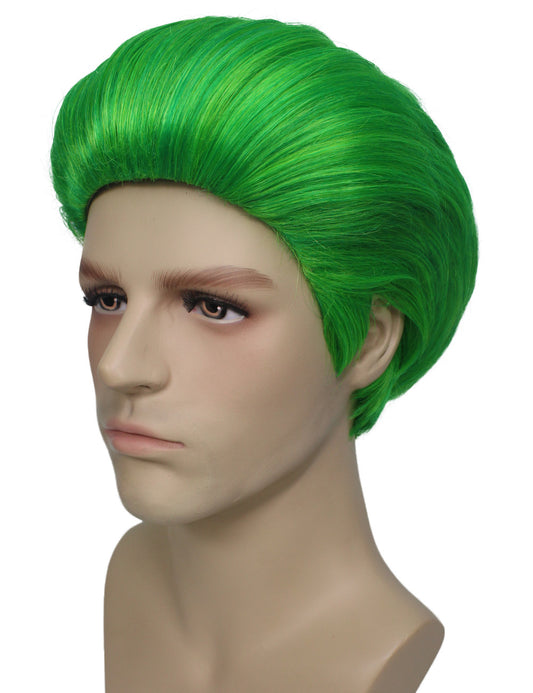 ハロウィンパーティ プレミアム メンズ H-5568 緑色のスリックバックストレートサイコジョーカーウィッグ