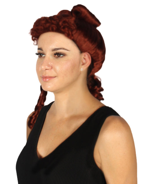 ウィメンズ コロニアルレディバーガンディウィッグ H-4138 プレミアム通気性のキャップレスキャップ