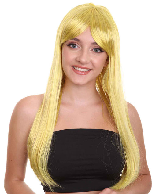 ハロウィンパーティープレミアム H-2555 イエローコスプレロングストレートウィッグ 華麗なレディースウィッグでのダッパーからダッシングへの変身