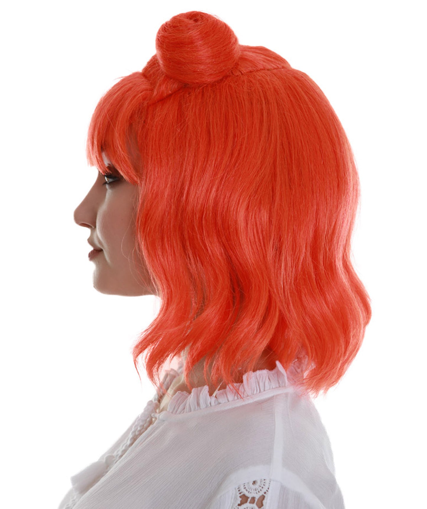 ハロウィンパーティープレミアム H-5279 女性用 オレンジ ストレート ショルダーレングス トレンディ スペースバンズウィッグ オレンジ